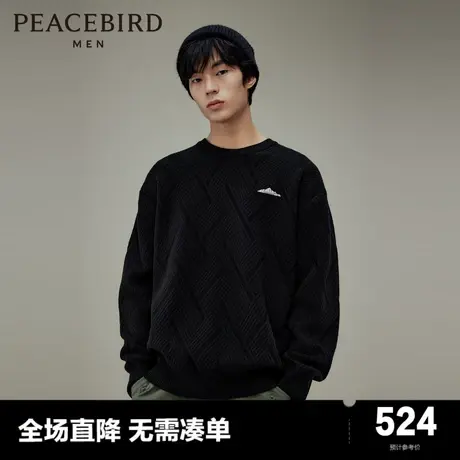 【商场同款】太平鸟男装休闲毛衣宽松刺绣时尚毛套衫 B2EBD4413图片