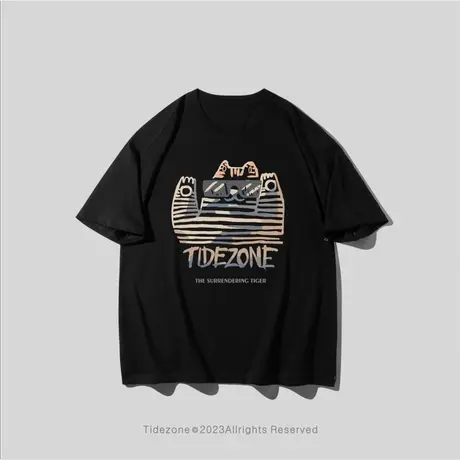 Ohlyah美式短袖t恤男女夏季潮牌vintage重磅卡通动物小熊复古衣服图片