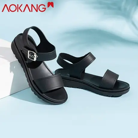 奥康2020夏季新款一字带凉鞋女平底鞋仙女风休闲学生百搭女凉鞋商品大图