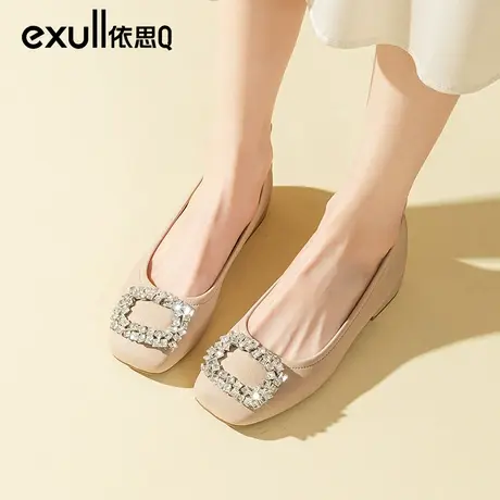 依思q晚晚鞋2024新款春季女鞋浅口单鞋女方头粗跟不累脚工作鞋子商品大图