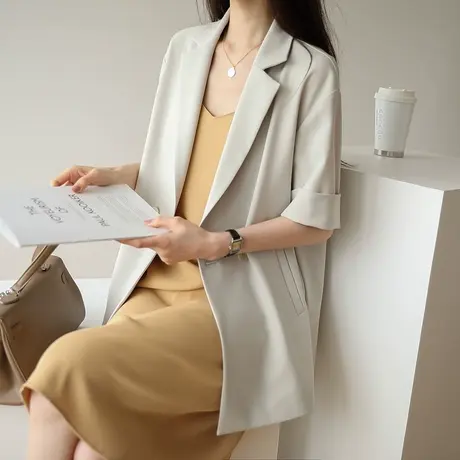 【清仓仅需139元】短袖小西装外套女夏薄款韩版英伦风短袖商品大图