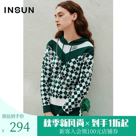 恩裳2023早春正反针创新设计菱形提花时髦感毛针织衫商品大图