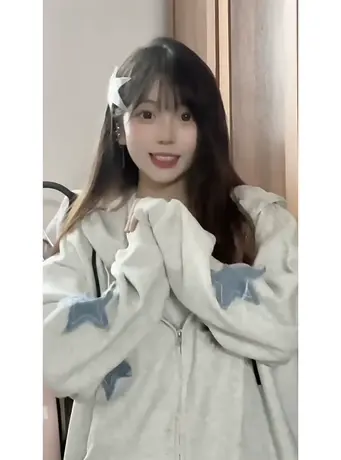 星星刺绣拉链卫衣女oversize连帽宽松ins小众设计感潮牌秋冬外套图片