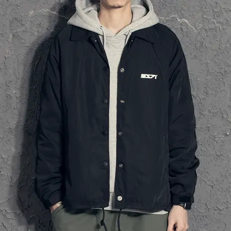 奕飏春装新款美式潮牌翻领教练夹克休闲宽松飞行员外套男春秋薄款图片