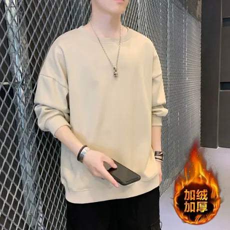 情侣卫衣男宽松休闲韩版潮流秋季纯色外套ins港风加绒百搭上衣服商品大图