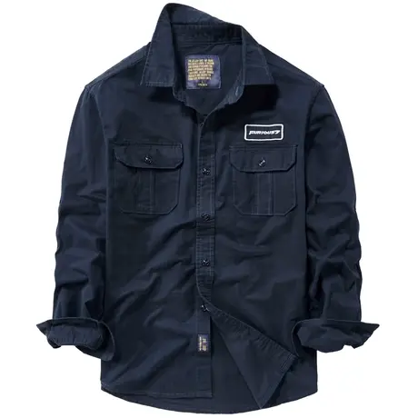 VIP长袖衬衫男春秋青年韩版潮流休闲衬衣纯棉宽松工装外套上衣服商品大图