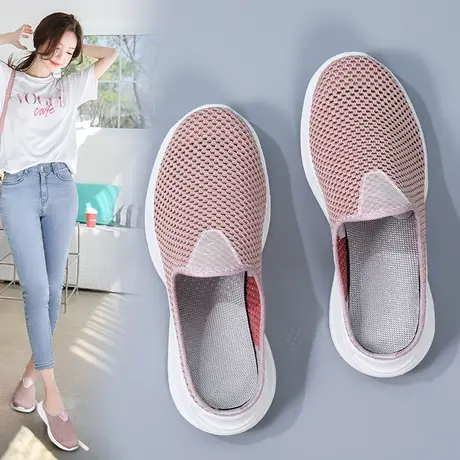 半拖凉鞋女夏季不累脚软底包头拖鞋外穿防滑孕妇鞋一脚蹬妈妈布鞋商品大图