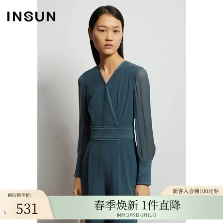 INSUN恩裳秋季收腰廓形吸湿醋酸连体裤商品大图