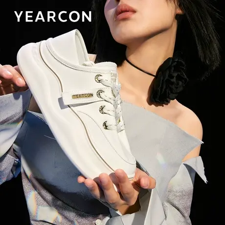 意尔康轻便小白鞋女2024年新款春季软底运动增高板鞋休闲厚底女鞋商品大图