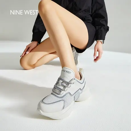 Nine West/玖熙2025夏季轻便厚底增高老爹鞋网面透气漂浮鞋时尚休图片