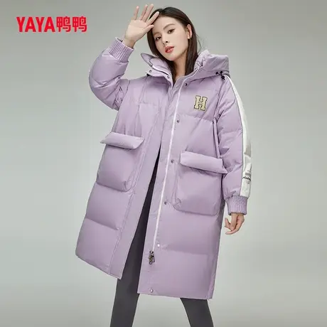 鸭鸭羽绒服女2023年冬季新款时尚连帽加厚中长款连帽时尚外套C图片