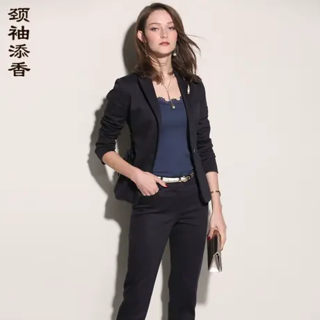 颈袖添香2023新款时尚气质商务正装修身小西装职业装套装女装图片