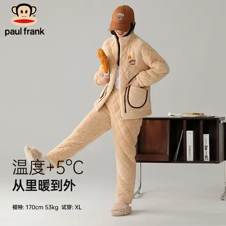 大嘴猴新款冬季珊瑚绒长袖套装女士家居服加厚保暖睡衣商品大图