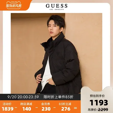 GUESS23冬男士立领短款保暖面包服羽绒服外套M2BL958105Z图片