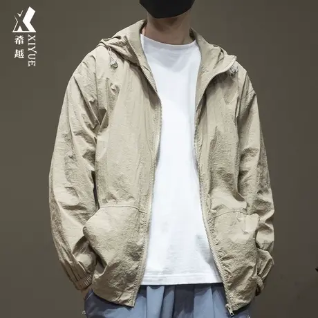 UPF50+防水薄款防晒服男卡其色防晒衣春秋户外大码钓鱼服冰丝外套图片