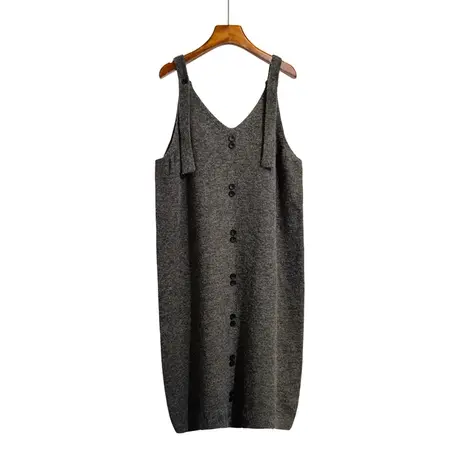 中长款毛衣吊带背心裙女秋冬新款韩系宽松v领打底针织衫上衣外穿商品大图