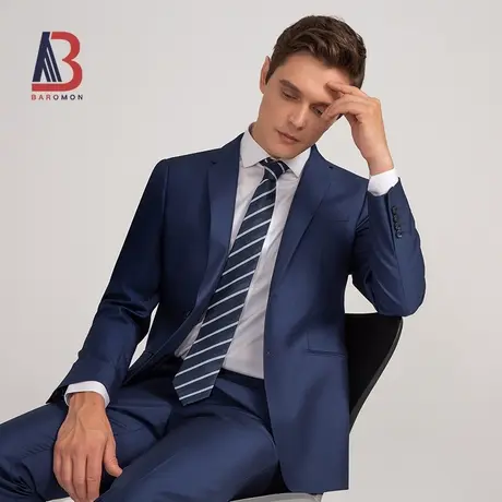 BAROMON/培罗蒙男士西装商务正装修身职业工装单开叉休闲西服套装商品大图