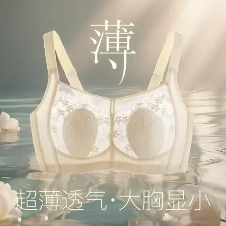 梦芭蒂夏季2025年新款超薄水晶杯内衣女大胸显小无钢圈收副乳文胸商品大图