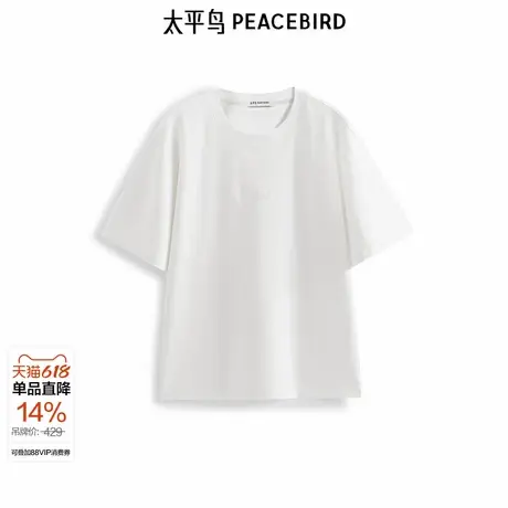【商场同款】太平鸟男装T恤25夏季新款宽松提花短袖潮 B2CNF2518商品大图