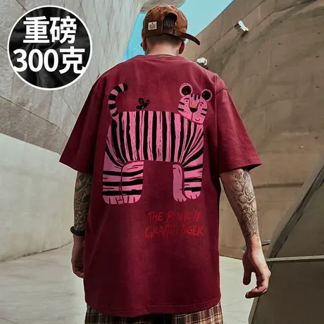 100%纯棉全棉重磅加肥加大码男装情侣宽松半截袖胖子短袖T恤夏季商品大图