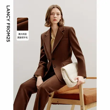 朗姿羊毛法式高级感气质复古西服女2024秋季新款通勤职场西装外套图片