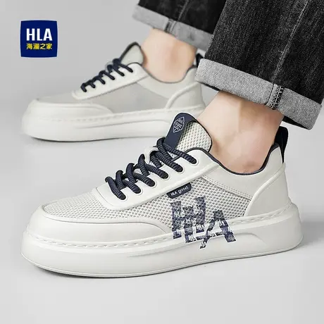 HLA/海澜之家男鞋厚底增高板鞋2025新款夏季透气运动小白鞋软底商品大图