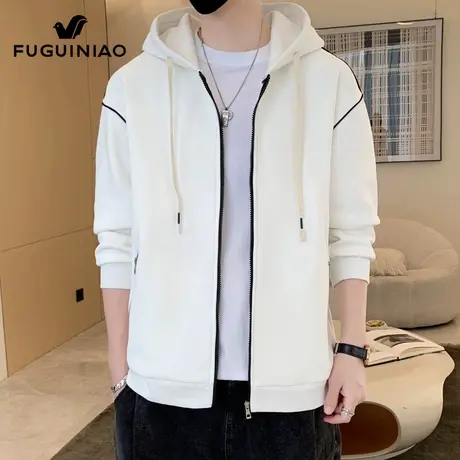 富贵鸟连帽开衫卫衣男士2025春秋季新款宽松上衣休闲运动外套男装商品大图