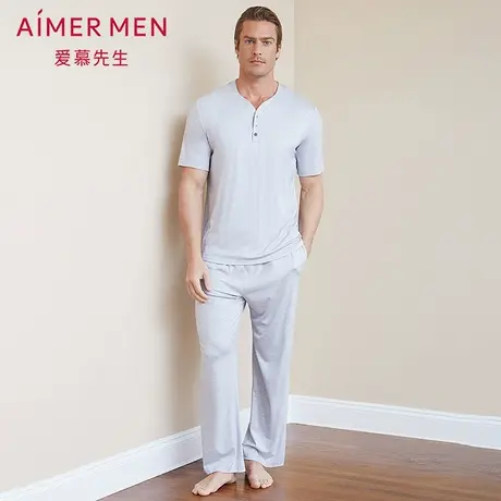 爱慕先生纵享丝滑莫代尔冰丝感家居服长裤睡衣男春秋NS42C093商品大图