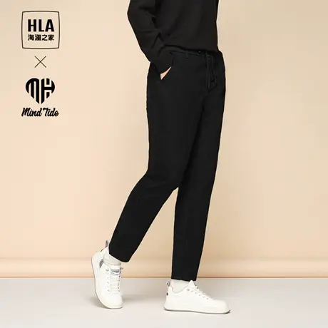HLA/海澜之家循迹亦心即为系列牛仔裤2023秋冬新款磨毛系带裤子男商品大图