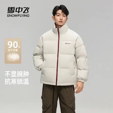 雪中飞2025冬新款基础面包男士立领保暖羽绒服通勤休闲潮流设计商品大图
