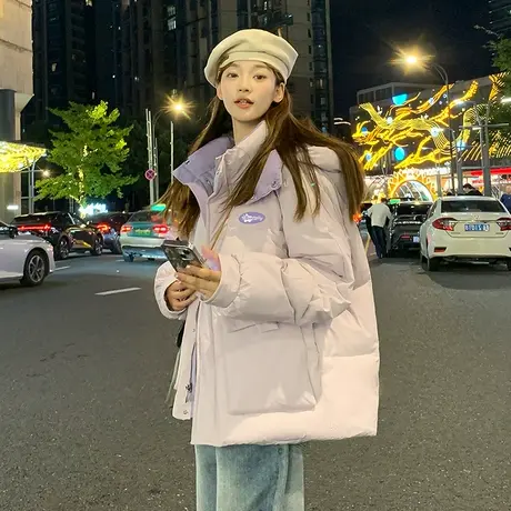 唐狮棉服女2025年新款冬季流行冬装连帽短款棉服好看洋气女生外套图片