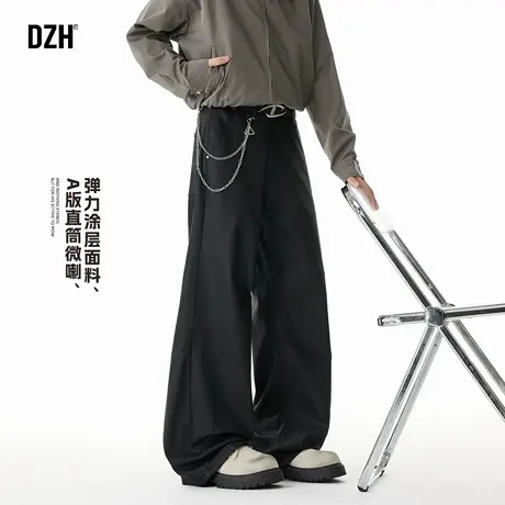 黑色微喇牛仔裤阔腿宽松裤子男士2025新款美式高街男裤长裤拖地裤商品大图