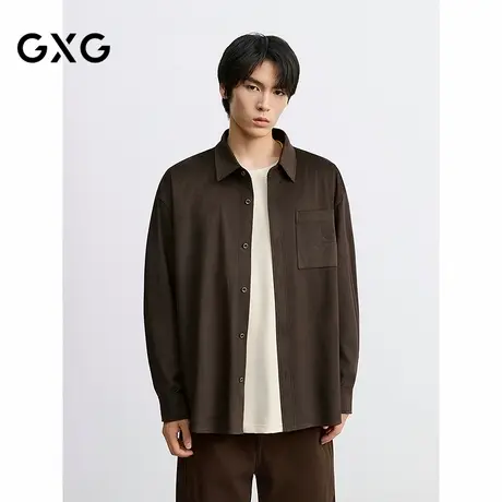 GXG男装 肌理麂皮质感衬衫简约通勤男士外套薄夹克 25年秋季新品图片