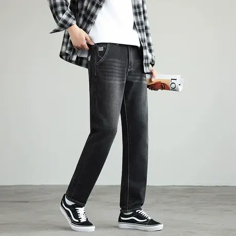 唐狮秋冬季新款牛仔长裤男宽松小脚裤休闲百搭复古做旧设计TUTA图片
