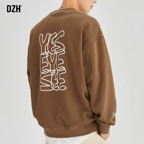 男士美式印花卫衣男重磅圆领秋季宽松上衣2023新款外套情侣装秋款商品大图