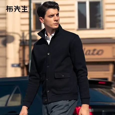 MrBu布先生加绒保暖针织开衫男2023秋冬新款减龄黑色外套BT12359图片