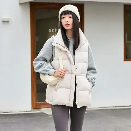 坦博尔2023年新款羽绒服马甲女轻薄立领时尚韩版百搭收腰秋冬外套图片