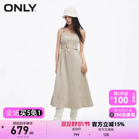 【上新】ONLY奥莱时尚潮流A字中长款牛仔吊带连衣裙女图片