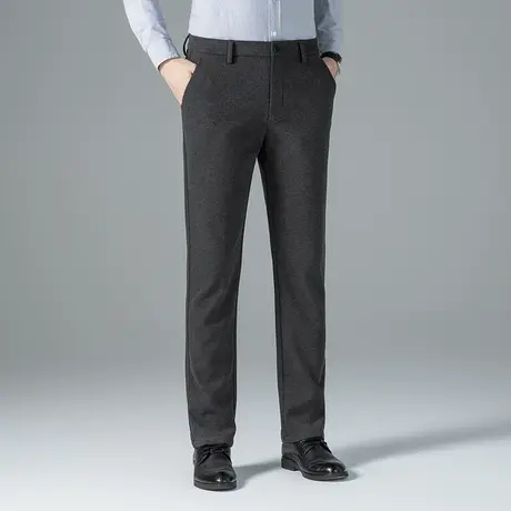 高级感休闲长裤中青年男士直筒抓绒裤秋冬季商务休闲通勤西装裤子商品大图