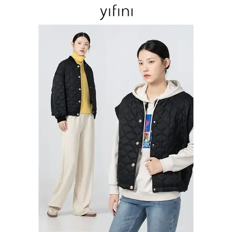 Yifini/易菲休闲时尚宽松棉服女春秋新款可拆卸袖棉衣外套女商品大图