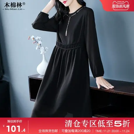 胖mm春季气质复古配大衣连衣裙中年妈妈宽松显瘦2024秋装新款裙子商品大图