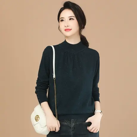 韩朝袭人半高领设计感毛衣女2023冬装新款时尚百搭洋气内搭打底衫图片