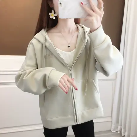早秋连帽卫衣女开衫2023新款爆款拉链休闲外套春秋款减龄洋气上衣图片