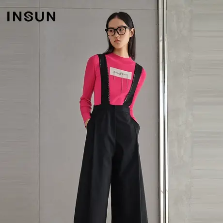 恩裳春季韩版背带裤亮片阔腿七分裤图片