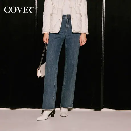 COVER秋季洗水毛边直筒牛仔裤商品大图