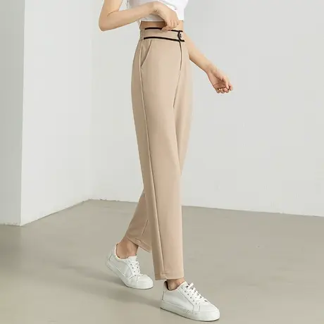 高腰九分哈伦裤女夏季薄款2023新款小个子凉凉裤西装裤卡其休闲裤商品大图