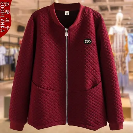 50岁中年胖妈妈春装外套洋气时尚加肥加大码女宽松中老年短款上衣商品大图