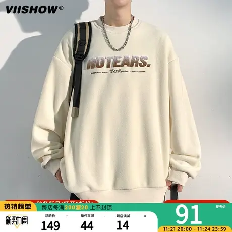 VIISHOW美式简约卫衣男士春秋新款宽松潮牌休闲重磅国风冬季上衣商品大图