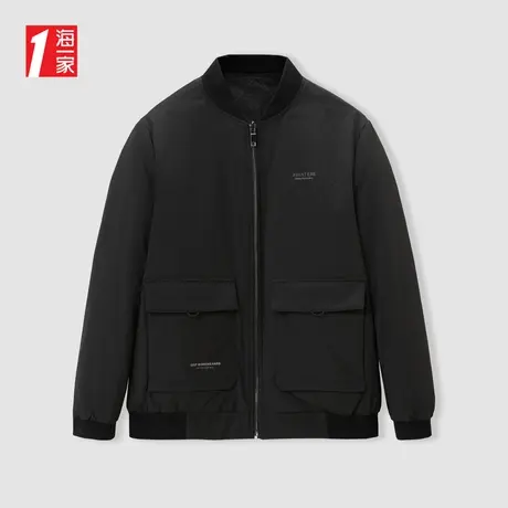 海一家时尚两面穿保暖外套棒球领字母印花男士冬季羽绒服图片