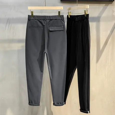 丝光铜氨丝秋季男直筒宽松九分裤韩版潮流男士裤子哈伦长裤休闲裤商品大图